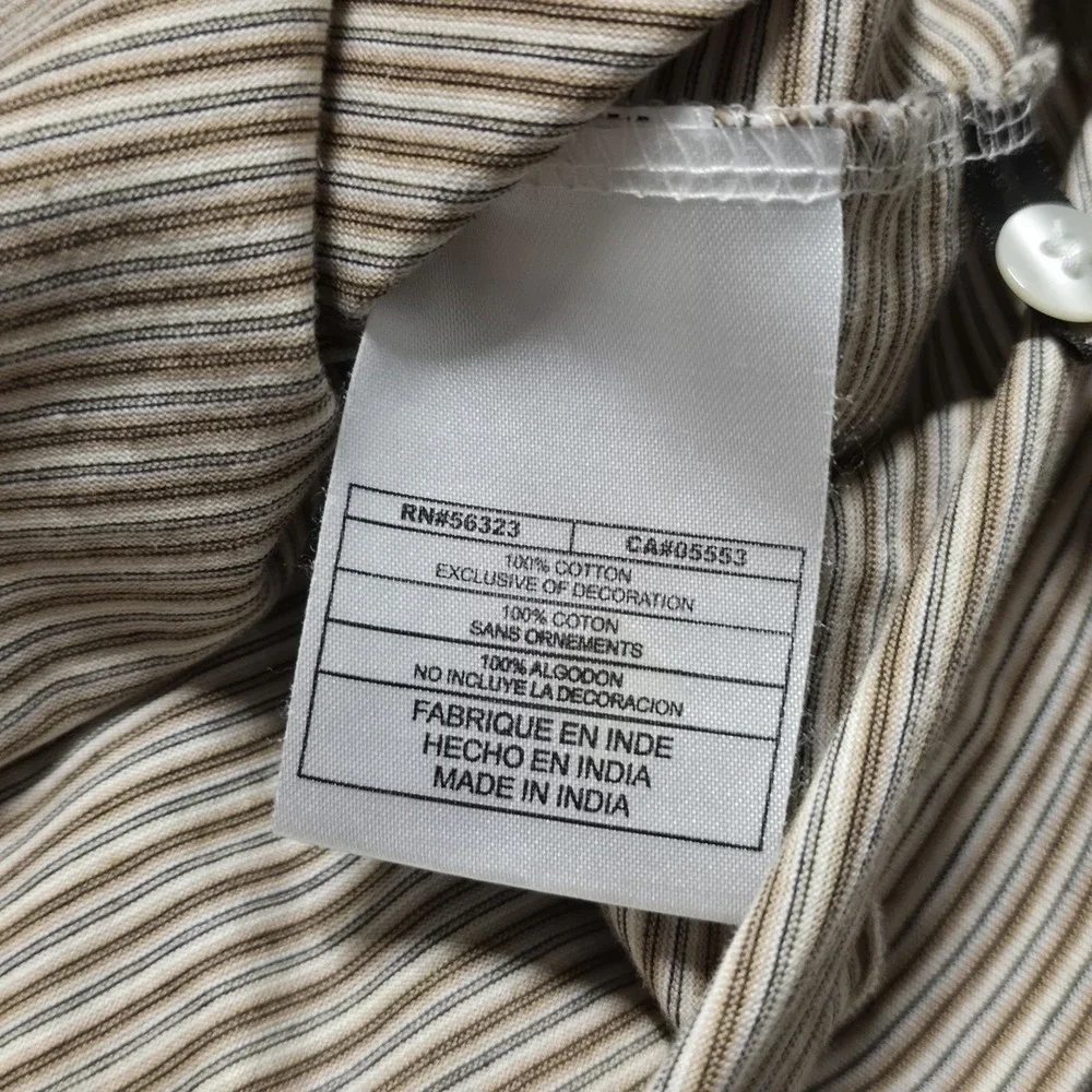 Vintage Y2K Nike Tiger Woods Golf Polo Shirt Mens L Brown Stripe Cotton EUC